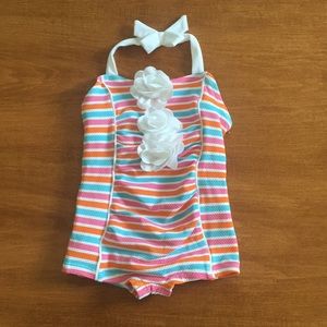 Janie and Jack Stripped Bloom Swim Suit! NWT!